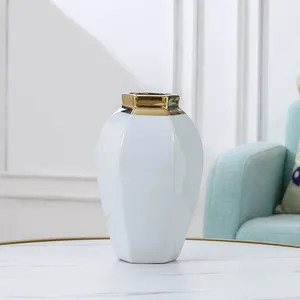 Jingdezhen Electroplate Gild Modern Simple White Ceramic Vase For Indoor Decor thumbnail-3