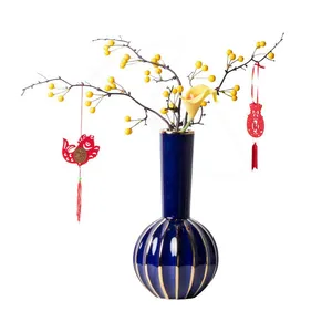 Chinese Jingdezhen Electroplate Red Blue White Green Ceramic Flower Vase For Dining Room Decor thumbnail-5