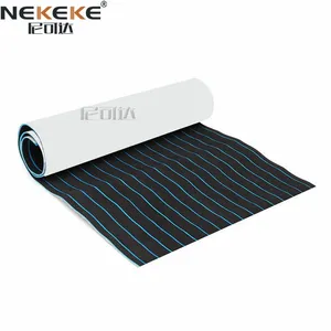 6 MM Boat Marine EVA Foam Flooring Faux Black +Blue Lines Teak Decking thumbnail-4