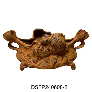 Antique Style Garden Planter Antique Brown Cast Metal Flower Pot Planter thumbnail-1