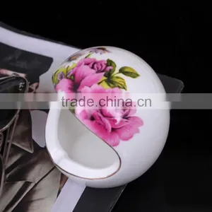 Originality Ceramic Ashtray Pink Flower Porcelain Smoking Set Desk Display thumbnail-3