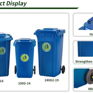 Large Size HDPE Industrial Recycle Outdoor Plastic Bins With Wheel 240L Outdoor Waste Bin for Public Storage Dustbin With Lid thumbnail-3