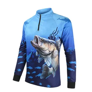 Custom Logo Upf50 Fishing Shirt Sun Protection Quick Dry Elastic Long Sleeve Polo Fishing Shirts for Outdoor Fishing thumbnail-1