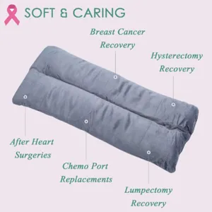 Seatbelt Cushion & Seatbelt Pillow, Mastectomy Recovery Supplies (Gray) | Seat Belt Cover Pad for Post Surgery; Breast Cancer Port thumbnail-2