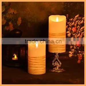 Remote Control Set of 3 Real Wax Flameless LED Pillar Candles thumbnail-4