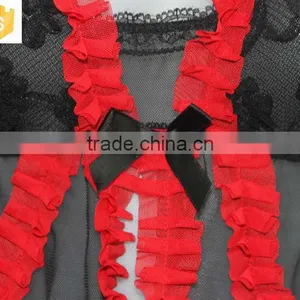 OEM Sexy Open Transparent Black -red Sleeping Dress,babydoll Lingerie thumbnail-4