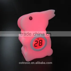 ABS Rabbit Shape Room Thermometer Temperature Displayer LED Color Changing Night Light Lamp for Babies Kids Children thumbnail-4