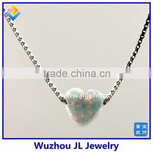 2015 New Product Synthetic Heart Opal Pendant With 925 Sterling Silver Chain Necklace thumbnail-1
