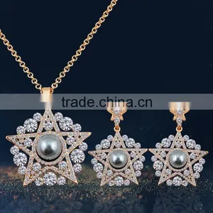 Fashion Jewelry Star Shape Silver Plated Pendant Necklace/Earrings For Women thumbnail-2
