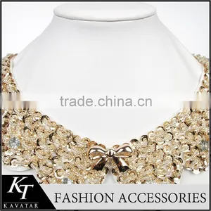 2015 New Arrivel Product! Bowknot Decorate Coller Necklace Crystal Rhinestone Beaded Lady Dress Accessory Necklace Collar Lace thumbnail-2