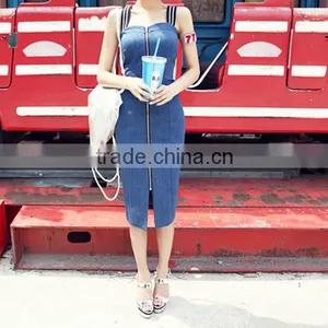 2015 Fashion Hot Young Girl Sexy Slim Women Girls Denim Prom Strap Dress Fashion Sexy Summer Dress thumbnail-6
