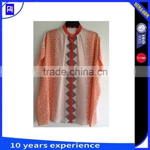 100% Silk Cdc Print Square Shirt Top Blouse Placement Cut for Ladys Women Latest Fashion Design thumbnail-1