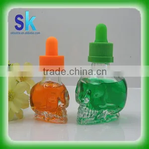 Skull Glass Dropper Bottle 15ml 30ml e Liquid Bottle With Child and Tamperproof Cap thumbnail-3