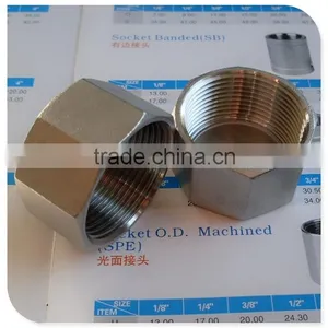 1/2 Inch NPT Thread 304 Stainless Steel Hex Female Pipe Cap thumbnail-1