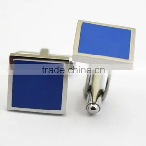 Wholesale Blue Square Shape Stainless Steel Cuff Link thumbnail-1