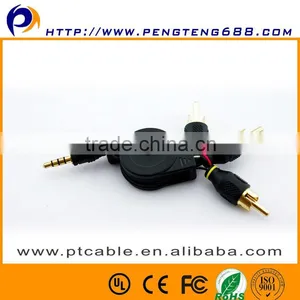 High Quality 3 in 1 Retractable Audio Cable DC to 3RCA thumbnail-1