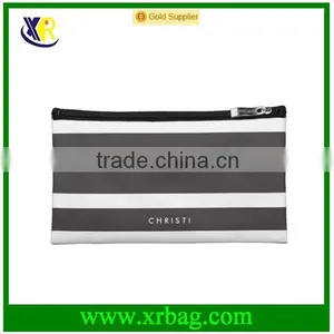 Custom Black & White Striped Makeup Bag thumbnail-1