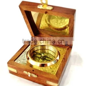 Nautical Brass Geological Compass - Magnetic Compass With Wooden Box 13511 thumbnail-5