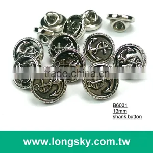 (#B6031/13mm) Sea Anchor Pattern on Gold Plated Abs Button With Shank for Navy Style Clothing thumbnail-2