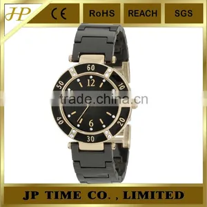 Shiny Black Ceramic 10 ATM Water Resistant Analog Quartz Sapphire Crystal Ceramic Watch thumbnail-1
