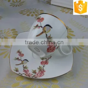 Ceramic Gold Rim Tea Cup and Saucer 300ml Bone China Tea Cup and Saucer Sets thumbnail-2