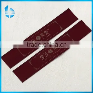 Brown Satin Ribbon With Gold Stamping Golden Printed Label Main Labels for Clothes thumbnail-1
