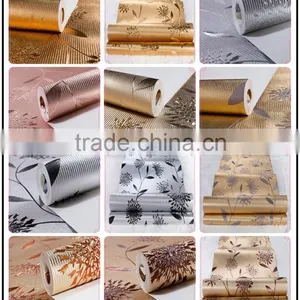 2015 Luxury Metallic Silver Aluminum Glitter Leaf Gold Wallpaper Gold Foil Wallpaper thumbnail-1
