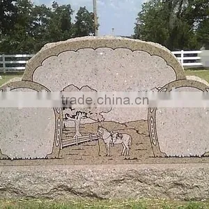 Owan Factory Family Usage Tree Shaped Red Color Granite Upright Headstone thumbnail-1