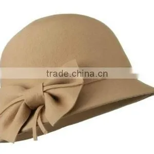 Wool Cloche Hat With Bow thumbnail-1