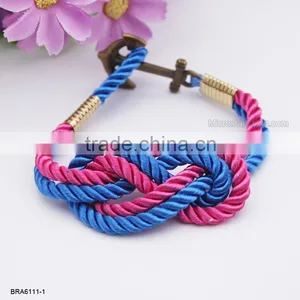 Handmade Braided Nylon Rope Bronzy Anchor Charm Bracelet For Wholesale thumbnail-1