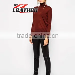 Joint Sexy Design Women's Black Leather Pants Ladies thumbnail-1