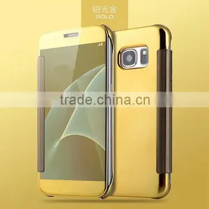 For Samsung Galaxy S7 S7 Edge Flip Slim Mirror View Electroplating Mirror Hard Clear Transparent Mirror Case Cover thumbnail-6