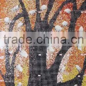Colorful Fall Leaf Tree Cheap Glass Mosiac Tile Wall Mural Patten thumbnail-1