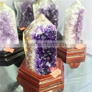 Natural Rock Amethyst Geode Cluster Wand Point Crystal Pillars thumbnail-6