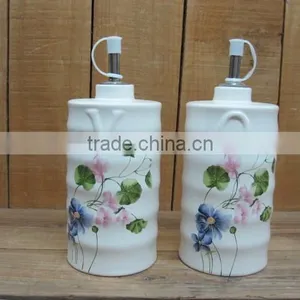 Ceramic Olive Oil and Vinegar Cruet Dispenser Set thumbnail-1