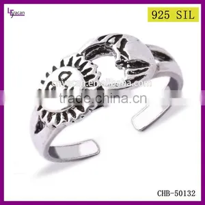 Custom Jewelry Fashion Engagement 925 Sterling Silver Vintage Indian Ladies Gold Finger Ring thumbnail-1