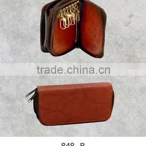 Leather Key Case With Card Pockets Zipper Style Key Case thumbnail-1