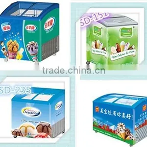 TOP QUALITY Double Glass Door Curved Chest Freezer for Sale thumbnail-1
