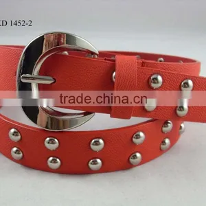 2.5cm Red Rivet Metal Studded Belt thumbnail-1