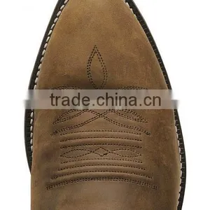 Brown Full Grain Distressed Leather Western Cowboy Boots Wholesale thumbnail-6