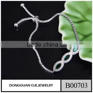 Ladies Top Selling Bracelet Design With Blue Glass and Rhodium Plating Bracelet Fashion thumbnail-1