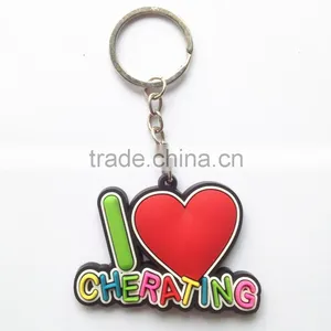 China Supplier Letter Printing PVC Soft Rubber Heart Shaped Metal Key Chain thumbnail-1