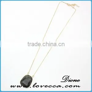 China Factory Wholesale Women Gold Chain Black Stone Necklace thumbnail-3