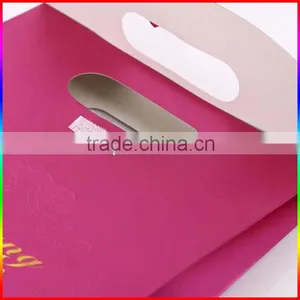 Embossed Magenta Paper Wedding Bag With Gold Printing thumbnail-6