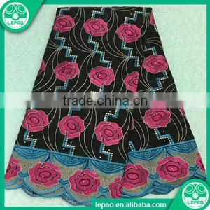 African Embroidery Women's Cotton Damask Bazin Riche Ghalila for Georges Kaftan Lady Dress Fabric thumbnail-2