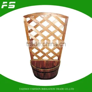 Wooden Outdoor Fir Wood Lattice Arched Trellis Flower Pots Planters Barrel thumbnail-1