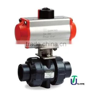 PVC/ CPVC/ PP/ PVDF Pneumatic Actuated True Union Ball Valves DIN thumbnail-1