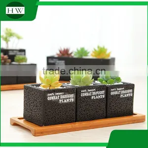 Wholesale Cheap Black Square Round Cup Shape Cement Garden Flower Pot thumbnail-1