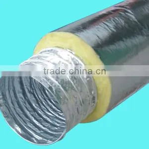 Hydroponics Acoustic Insulated Flexible Duct With Aluminum Foil Yellow Fiberglass for Greenhouse Air Ducting Ventilation System thumbnail-1