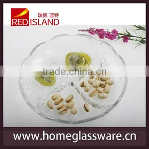 22.5cm Round Glass Candy Bowl Plate Dish Serving Tray Dividers thumbnail-1